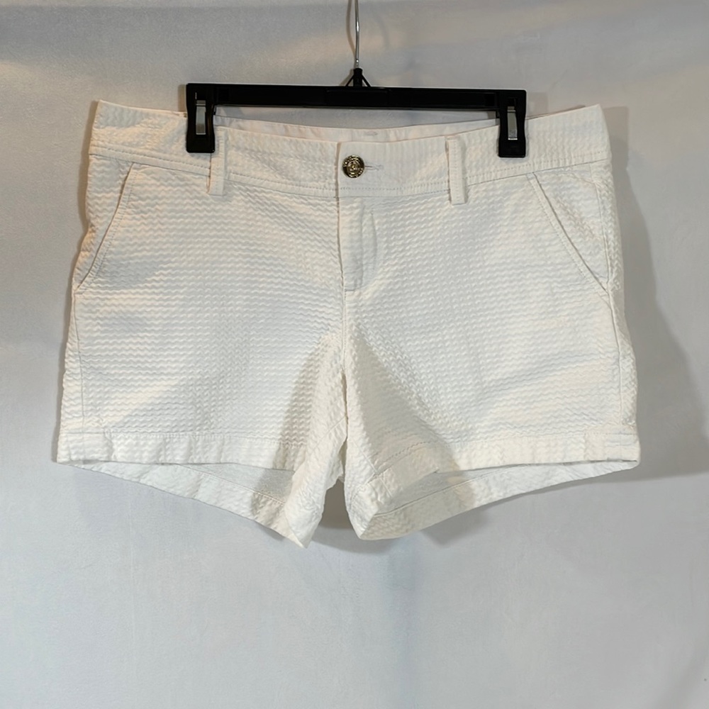 Lilly Pulitzer White Textured Cotton Blend Shorts